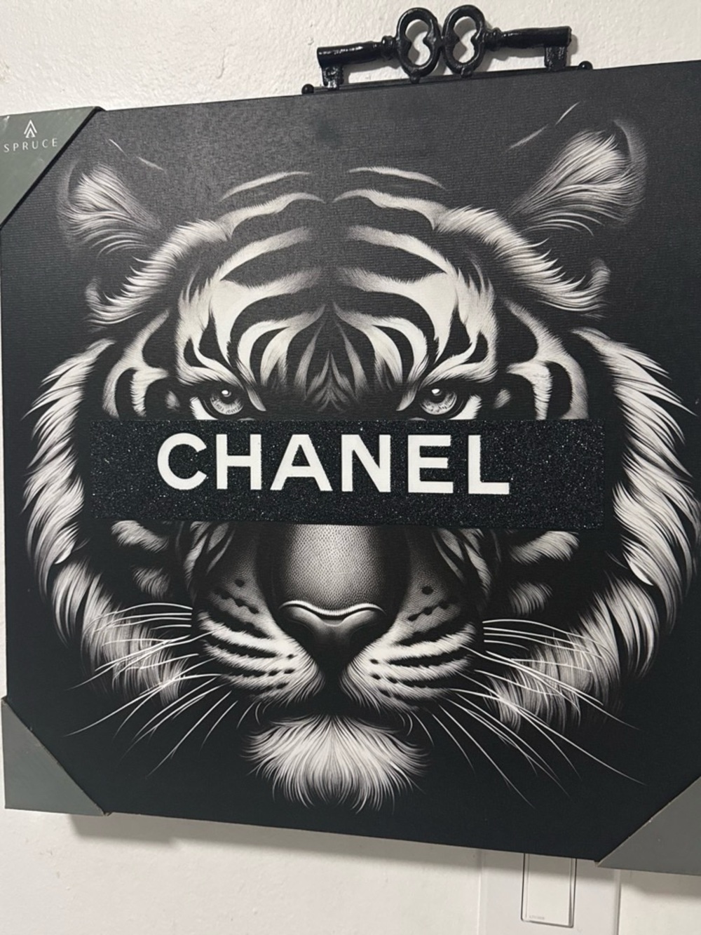 CHANEL Black & White Tiger Face Wall Art